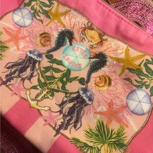 Under the Sea Nautical Pink Seashell Cosmetic Bag Estée Lauder small travel bag